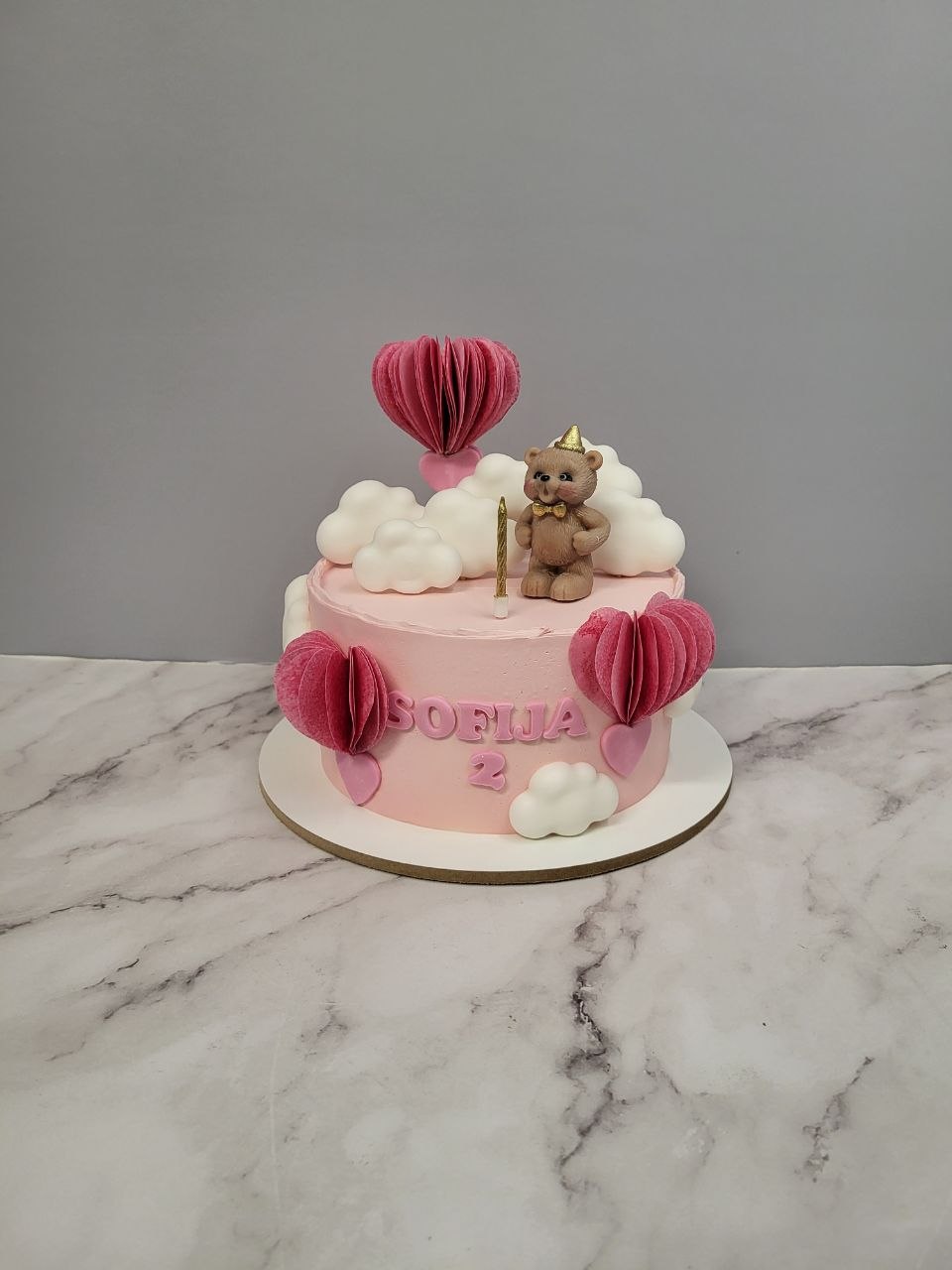 Rožinis vaikiškas tortas